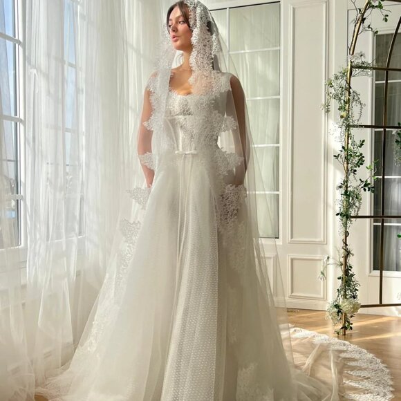 TEUTA MATOSHI WHITE BELLS OF REVERIE GOWN - Picture 1 of 4